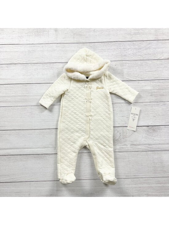 Guess Other - Guess Baby Girls Quilted Bunting Faux Fur Hood Footed Outfit NWT 3-6 Months